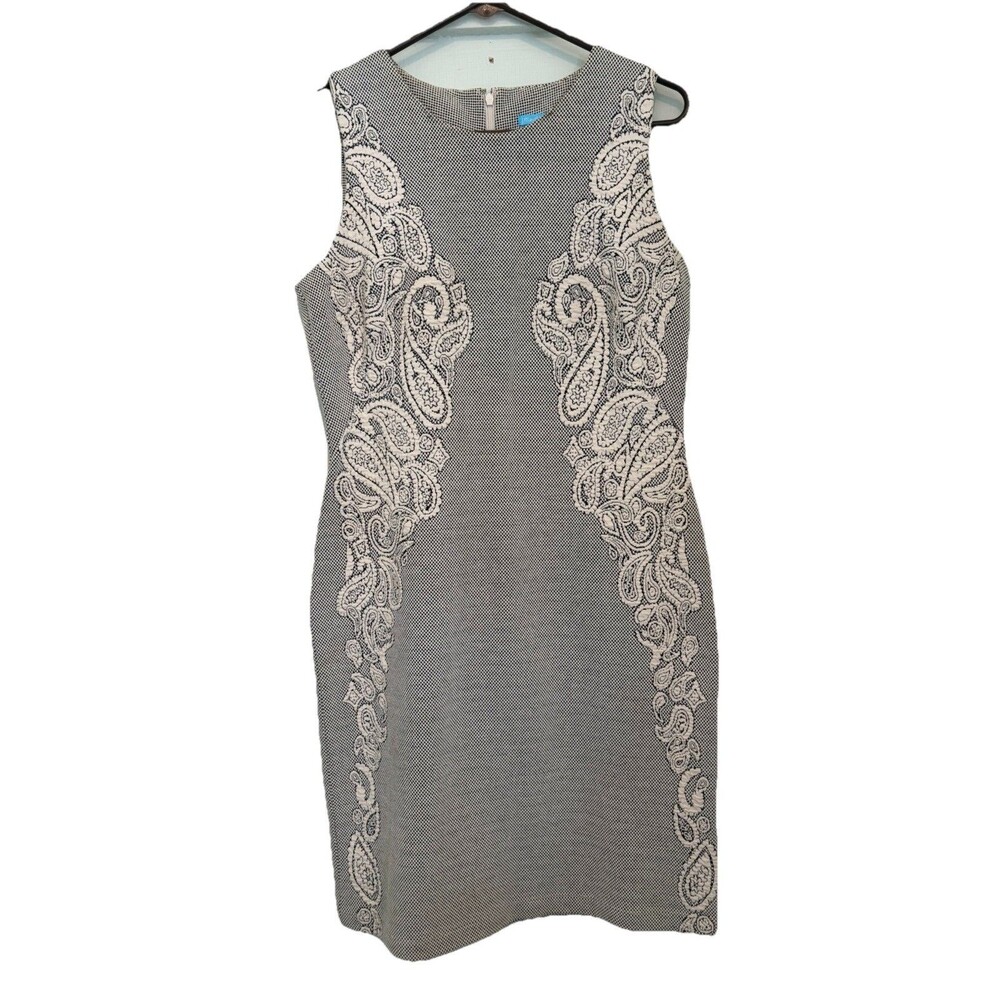 J.MCLAUGHLIN Sleeveless Stretchy Tweed-like Woven Knit Dress Size Medium EUC